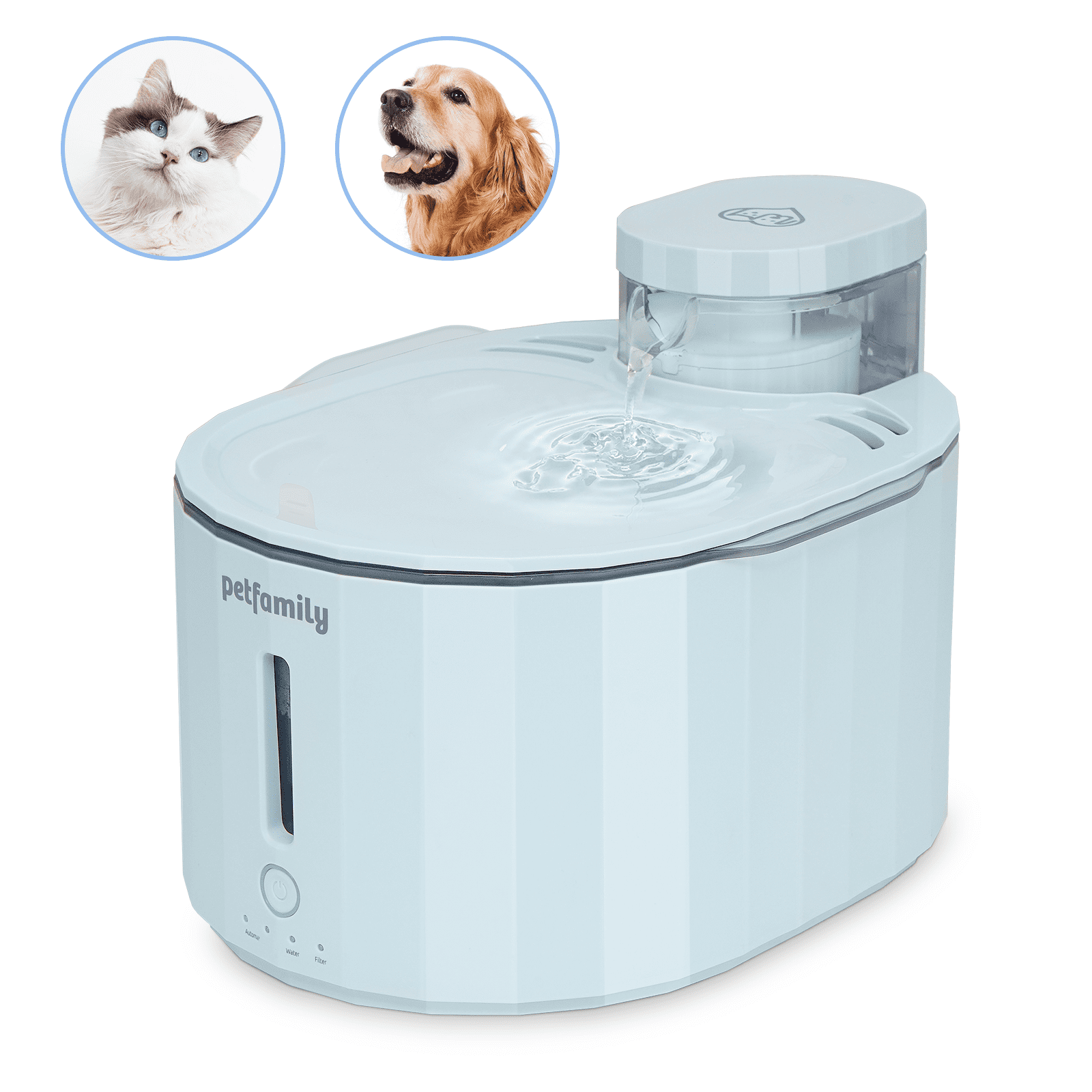 Petfamily Pet Water Fountain, Cats Water Fountain, Color Mint, 2.5 L