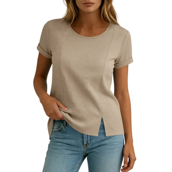 ByworldtasicNo Boundaries Womens Tops Crewneck Short Sleeve Tees Basic Slim Fit T Shirts Y2K Summer Blouse 2026