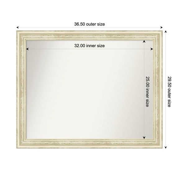 Amanti Art Custom Wall and Bathroom Mirror (29.5 x 36.5 in.), Country White Wash Frame