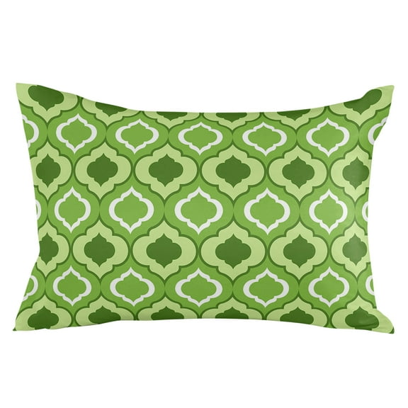 Outdoor Waterproof Throw Pillow Covers Set of 2 Moroccan Pattern Decorative Pillowcases Lumbar Outdoor Pillows Cushion Case 20x12 Inch Green Geometric Trellis Patio Pillows for Couch Sofa Bed Garden