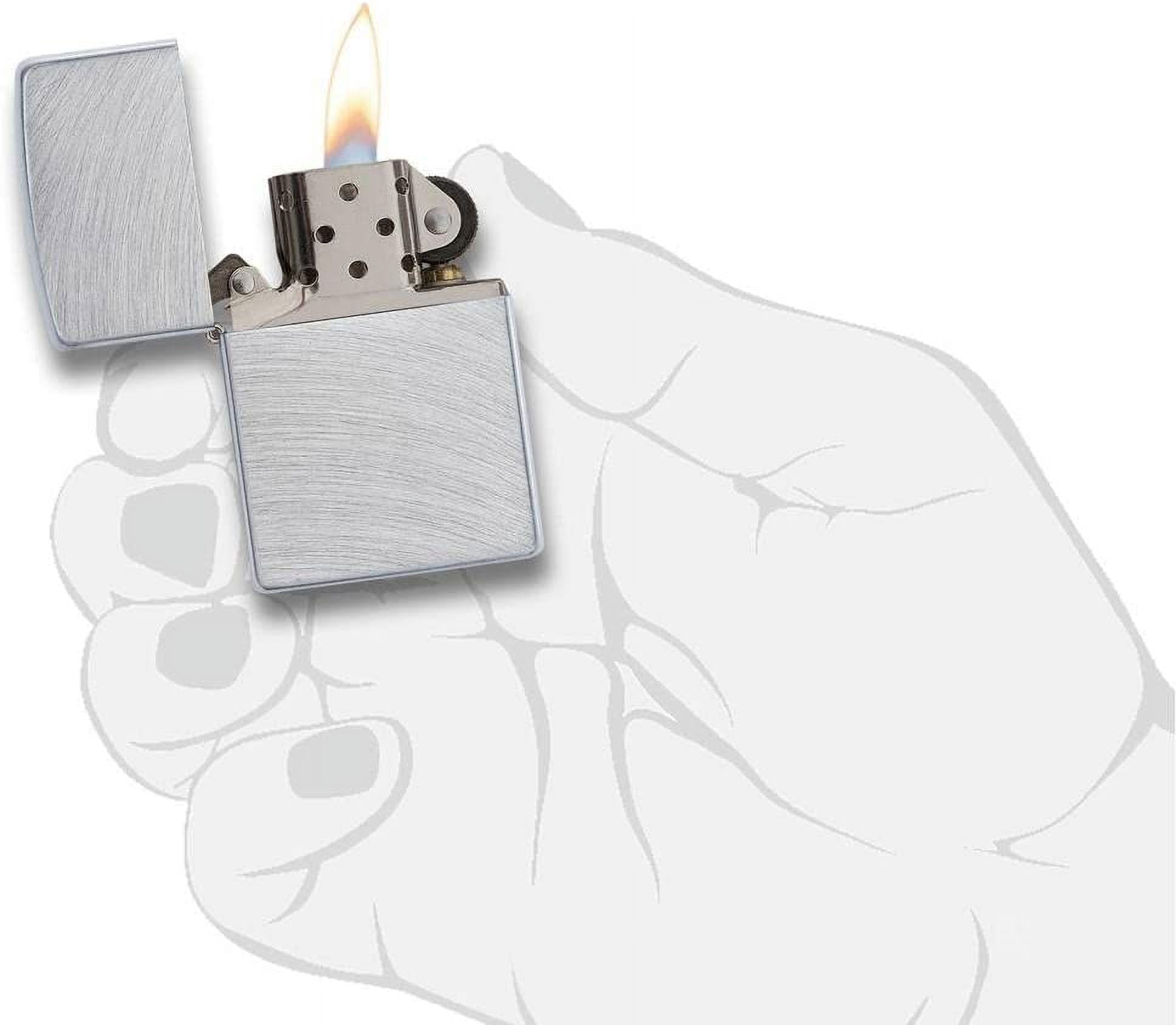 Zippo Lighter - Personalized Chrome Windproof Lighter Custom Message Engrave (Brushed Chrome Arch) #24647