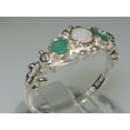 thumbnail image 2 of LBG British Made 925 Sterling Silver Natural Opal & Emerald Womens Trilogy Ring - 33 size options - Sizes 4 to 12 Available, 2 of 7