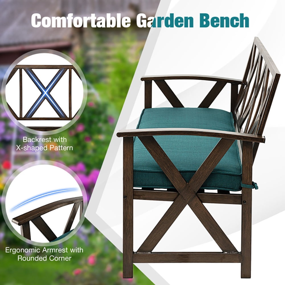 Aimee Lii Outdoor Garden Bench with Detachable Sponge-Padded Cushion, Outdoor Patio Furniture, Brown Aimee Lii Outdoor Garden Bench with Detachable Sponge-Padded Cushion, Outdoor Patio Furniture, Brown
