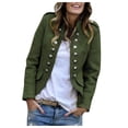 thumbnail image 2 of IMENGL Autumn Winter short slim Button stand collar long sleeve wool blend coat, Green M, Size M-2XL, 2 of 8