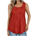 thumbnail image 2 of Guzom Womens Summer Casual Fashion Wave Pattern Round Neck Sleeveless Tank Top,Watermelon Red,Size L, 2 of 6