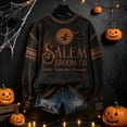 thumbnail image 5 of Women's Vintage Washed Halloween Sweatshirt, Salem Broom Co Witch Graphic Oversized Crewneck Long Sleeve Casual Pullover Top, 5 of 8