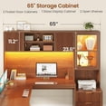thumbnail image 4 of 67" x 65" L Shaped Computer Desk with 3 Drawers and Storage Cabinet, Fluted Corner Office Desk with Hutch and RGB LED Lights, 4 of 7