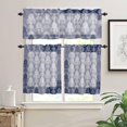 thumbnail image 2 of European Navy Blue Kitchen Curtains and Valances Set, Rod Pocket Curtains Tier Farmhouse Window Curtains 24 Inch Length, Boho Floral Formal Traditional Tribal 3 Piece Kitchen Curtains Set, 2 of 6
