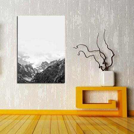 Top of Snowy Mountain in the Fog Pattern Contracted Style Drawings Unframed Canvas Printed Oil