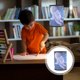 thumbnail image 5 of Lámpara de tela espacial de dibujos animados Lámpara de mesa decorativa Sombra para niños dormitorio, 5 of 7