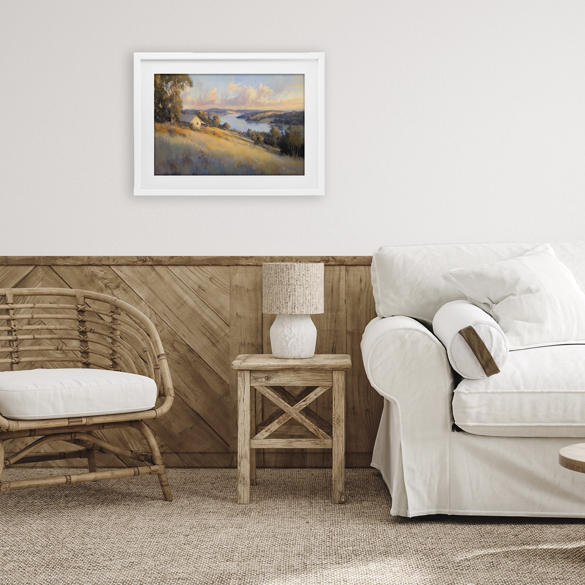 Stupell Industries Hilltop Cottage in Sunset Glow White Framed Print Under Glass, design by Creative Studio