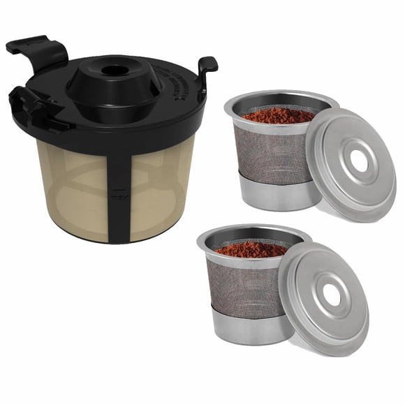 2 tazas reutilizables K y cesta de filtro de café compatibles con la cafetera Ninja Dual Brew y accesorios para cafetera Ninja Pb051 y Ninja Pb 041, negro