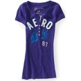thumbnail image 1 of Aeropostale Blusa henley de terciopelo estresado para mujer, Púrpura, S Aeropostale henley, 1 of 1