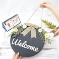 thumbnail image 3 of Welcome Sign Natural Wood Door Hanging Decoration for Front Door Decoration with Hemp Rope Flat Round with Bowknot Black 52cm, 3 of 7