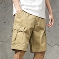 thumbnail image 3 of Casual Cargo Shorts for Everyday Leisure in Spring Summer Loose Fit Outdoor Workwear with Elastic Waist and Pocket Design, 3 of 7