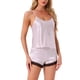 thumbnail image 4 of Conjunto de pijamas de satén para mujer INSPIRE CHIC, camisetas sin mangas con tirantes tipo racerback y pantalones cortos con encaje, conjuntos de lounge de seda, L Rosa-1, 4 of 6