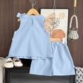 thumbnail image 5 of HCNTES Girl's 2 Piece Outfits Boho Floral Crochet Ruffled Sleeveless Cami Top and Wide Leg Pants(Sky Blue,3-4 Years), 5 of 7