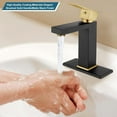 thumbnail image 3 of Bathroom Faucet 1 Hole, Single Handle Stainless Steel Bathroom Sink Faucet, Modern Vanity Faucets with Deck Plate,Water Supply Hoses and Pop Up Drain,Matte Black and Brushed Gold Plate, 3 of 18