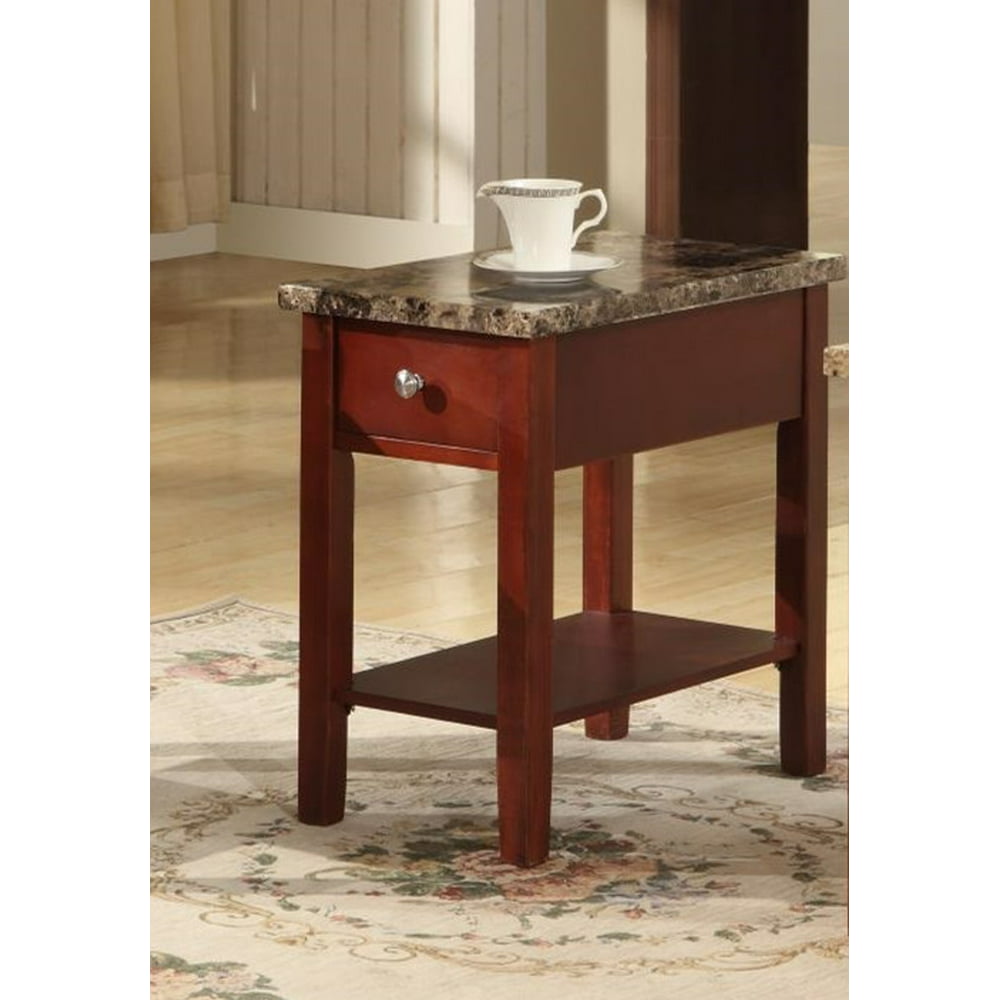 GTU Furniture Faux Marble Top Drawer Wood Side/End Table