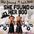 thumbnail image 4 of Halloween Bachelorette Party Decoration, She Found Her Boo Banner Bride to Be Sash Black Fringe Curtain Black White Balloons Bat Diamond Ring Foil Balloon for Bridal Shower Hen Party Decor, 4 of 5