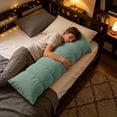 thumbnail image 4 of OCCOA Long-Shaped Sleeping Body Pillow for Side Sleeping with Leg Support 39.37in High-Resilient Cotton Removable Cover for Bed Back Cushion Gift, Green, 4 of 6