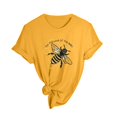 thumbnail image 4 of Alun Cute Honeybee Graphic T Shirts Round Neck Soft Comfort Fit Short Sleeve Tee Shirts for the Love of the Bees Fashion Letter Printed Summer Ladies Tops Yellow XL, 4 of 5