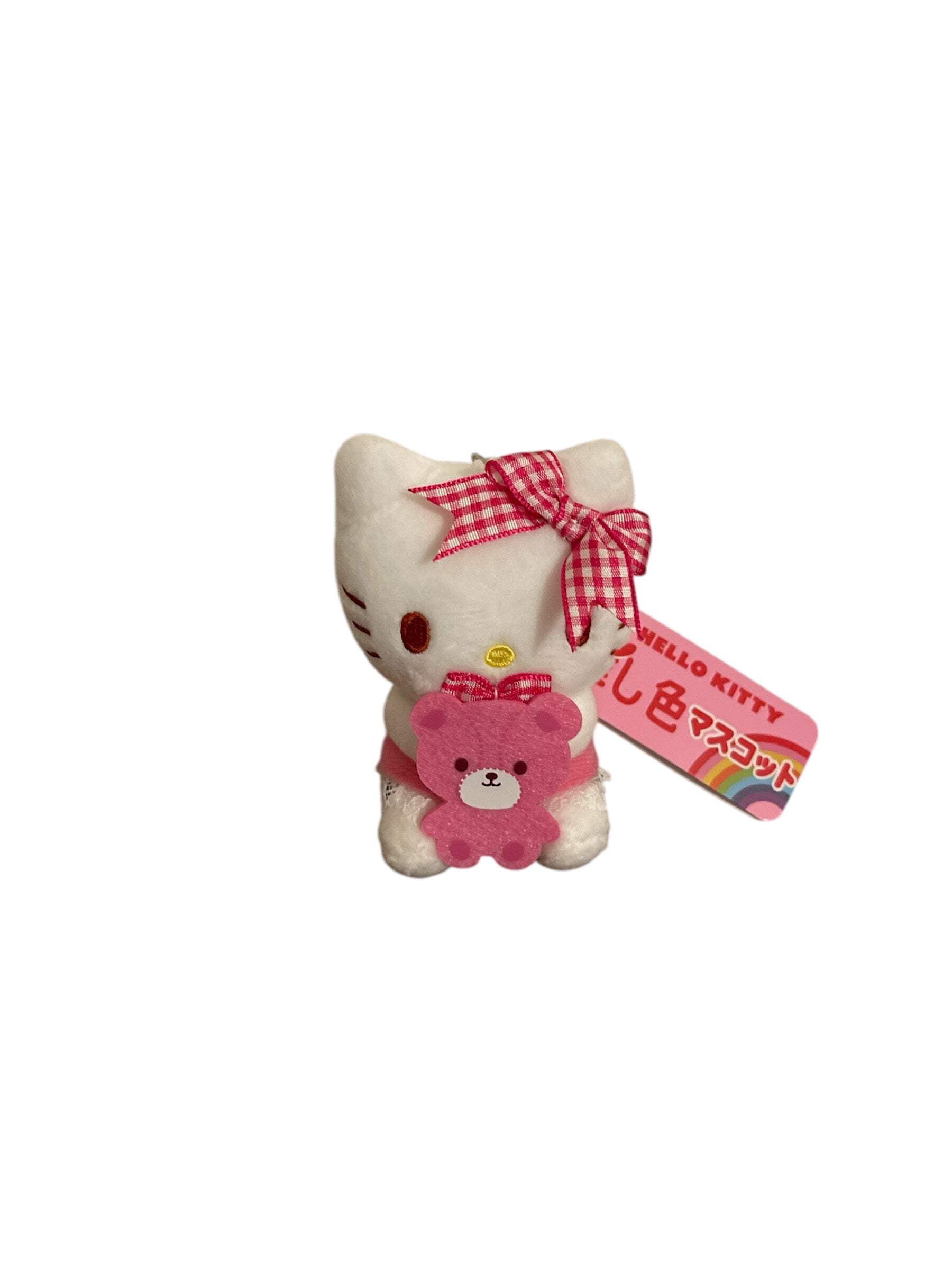 Hello Kitty Stuffed Animal Keychain Holding Purple Teddy Bear – Cute  Adorable Plush Keychain