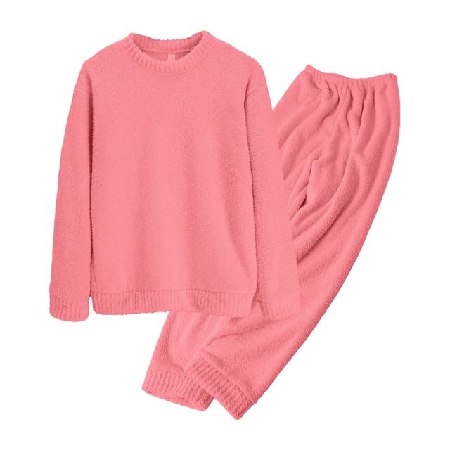 Ensembles de Pyjama pour Femmes Pyjama Uni pour Femmes Automne et Hiver Doux Demi-Polaire Plus Molleton Chaud Ensemble de Vêtements de Maison Haut de Gamme pour Femmes Pyjamas