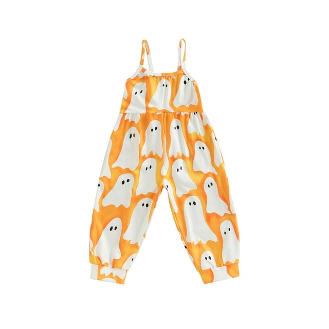 SUNSIOM Combinaison Sans Manches Imprimé Citrouille Fantôme/Cartoon Cat pour Enfants Filles Halloween
