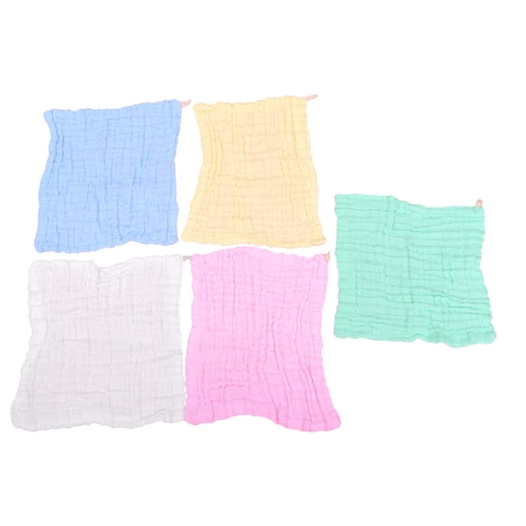 toallas cuadradas pequeñas de algodón de gasa lavada de seis capas para recién nacidos (blanco, amarillo, verde, rosa y azul)
