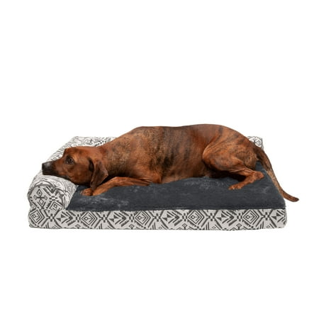 UPC: 0842229122893 | FurHaven Pet Products Southwest Kilim Deluxe Chaise Lounge Cooling Gel Memory Foam Sofa-Style Pet Bed for Dogs & Cats – Boulder Gray Large