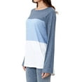 thumbnail image 6 of Women Colorblock Crew Neck Long Sleeve Scoop Hem Top, 6 of 8
