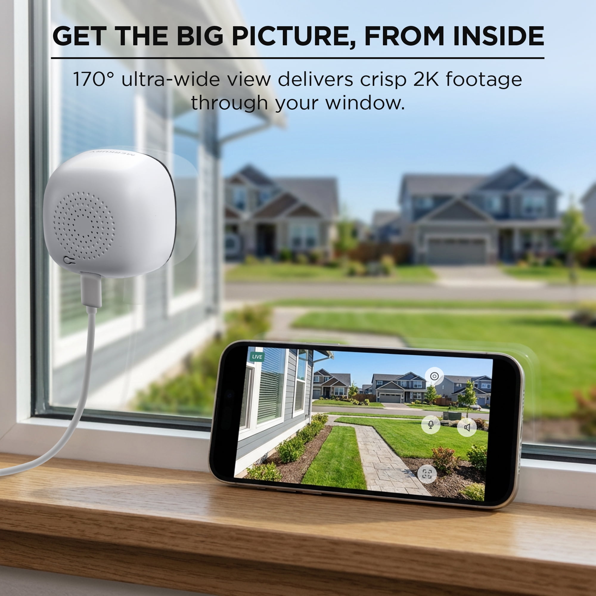 Merkury Smart 2K Window Security Camera with 4MP Quad HD (2 pack)