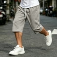thumbnail image 6 of Men's Big & Tall Basketball Capri Pants Below Knee 3/4 Pants 13 inch Loose Fit Elastic Waist Summer Casual Baggy Sweat Shorts with Pockets Streetwear Size 3XL Gray, 6 of 9