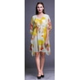 thumbnail image 4 of Bimba Yellow2 Tie-Dye Light Short Caftan Midi Dress Beach Swimwear Cover up Womens Kaftan-4X-5X, 4 of 5