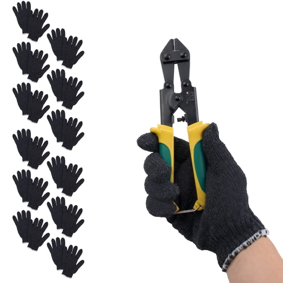 Work Cotton Gloves with Elastic Knit Wrist, Gray, 24 count, 9 in, Cotton Polyester Blend