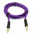 thumbnail image 2 of Purple Braided Aux Cable Car Stereo Wire Audio Speaker Cord 3.5mm Jack Adapter Auxiliary 3ft ZYV for Samsung Galaxy Prevail LTE S4, S5 Active, Mini Sport (SM-G860P) S6 Active S906L, S7 Active, Sol, 2 of 2