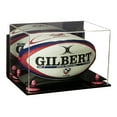 thumbnail image 1 of Acrylic Rugby Ball Display Case with Mirror, Wall Mount and Pink Risers (A004-PNR), 1 of 3