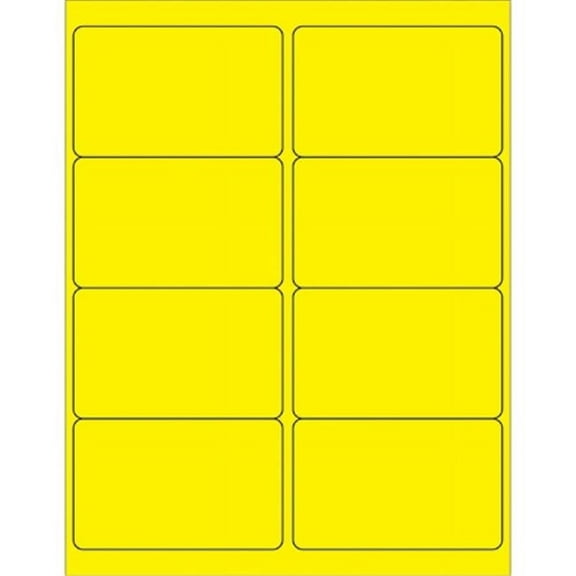 Box Partners Rectangle Laser Labels 4" x 2 1/2" Fluorescent Yellow 800/Case LL179YE