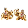 thumbnail image 1 of Juego de 2 figuras de elefante de la buena suerte, esculturas de resina para decoración del hogar y la oficina. Dorado, 1 of 9