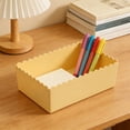 thumbnail image 4 of Caja de almacenamiento de escritorio de plástico con bordes de encaje ondulado, tamaños pequeño y grande, color amarillo, cesta organizadora para hogar y oficina, 4 of 6