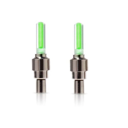 Green Motorcycle Tire Valve Stem LED Covers NonFlashing 2Piece Lights Bright