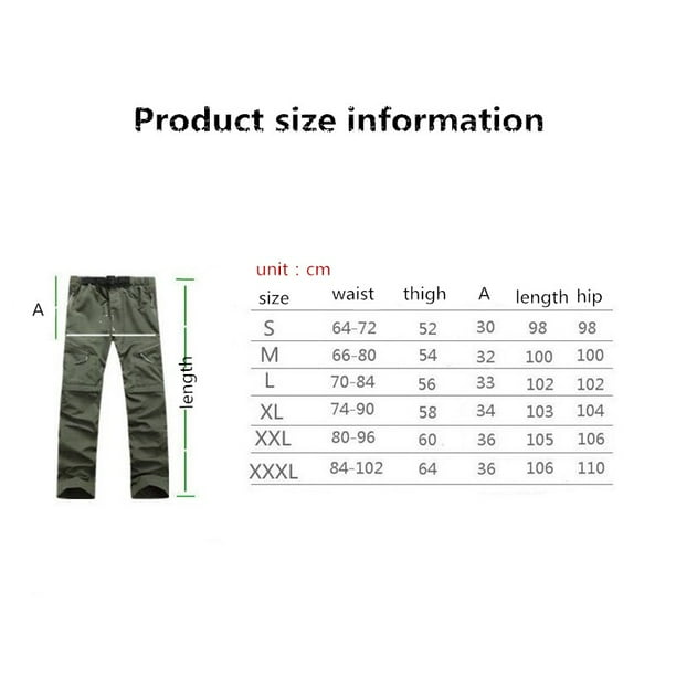Edtara Men's Quick Dry Convertible Cargo Work Pants For Outdoor Sports Hiking Fishing Other Asian M