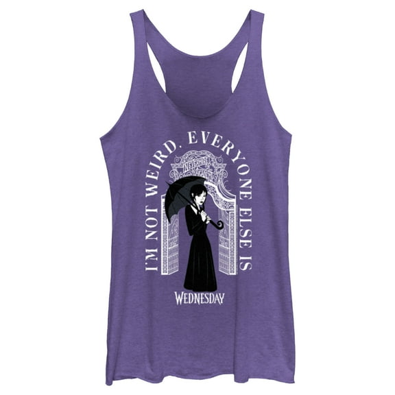 Women's Wednesday I'm Not Weird, Everyone Else Is  Racerback Tank Top Purple Heather X Small