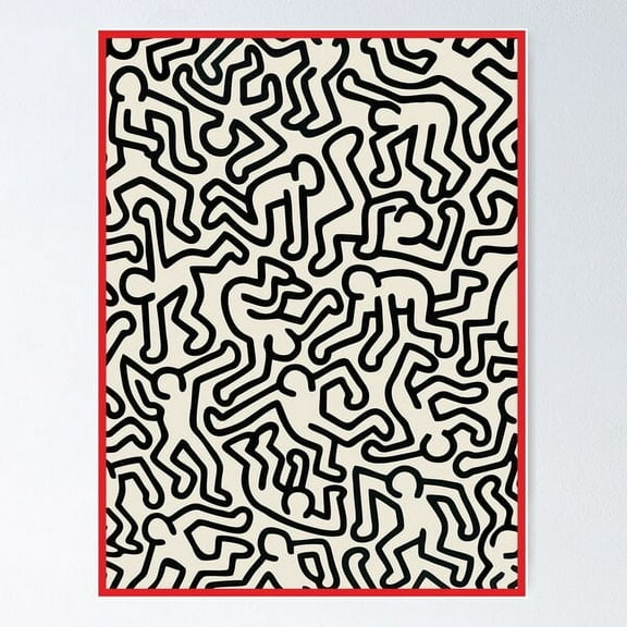 Human Haring Dancing Kieth Poster Wall Art, Modern Wall Decor For Living Room Bedroom, 8x12 UNFRAMED