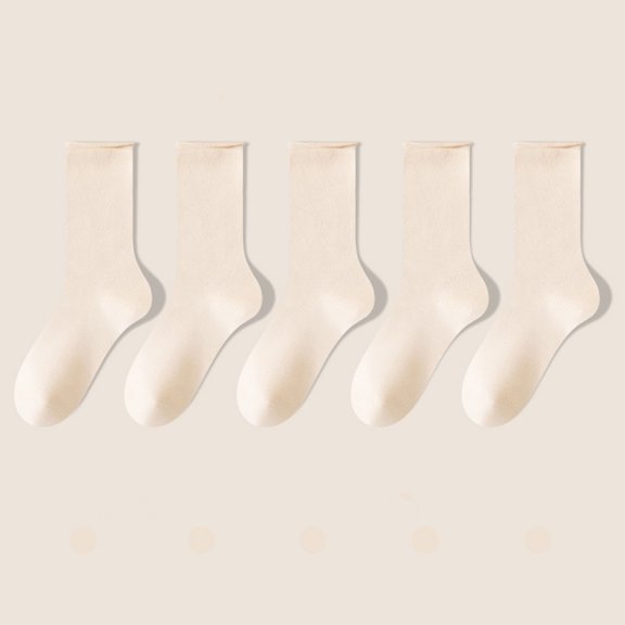5 Pcs Women's Soft Moisture-Wicking Crew Socks Casual Athletic Gym LightWeight Thin Cotton Socks Breathable Cool Knit Cotton Socks Cute Cotton Crew Socks