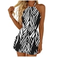 thumbnail image 2 of Ynynlocho Womens Halter Romper with Pockets Summer Colorful Tie Dye Elastic Waist Short Jumpsuit, 2 of 7