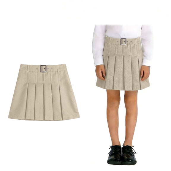 Girls Uniform Skirts Pleated Skirt Khaki Kids School Uniforms Girl Skirts Size 6-7 Years