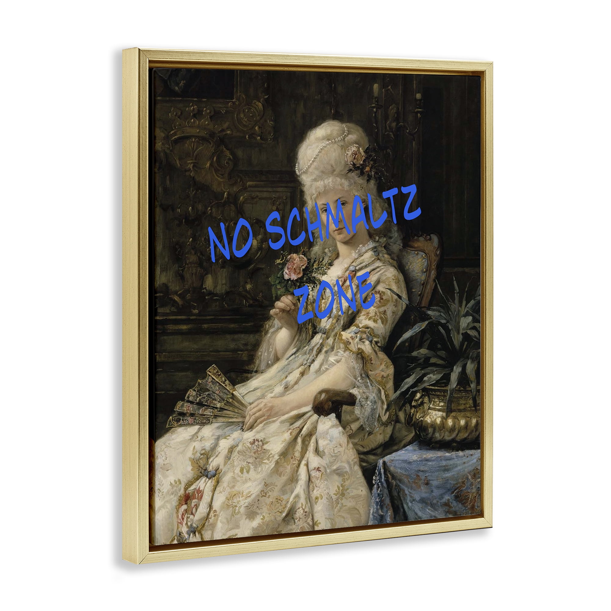 Stupell Industries Iconic No Schmaltz Zone Gold Framed Floater Canvas Wall Art, design by Grotto Studios