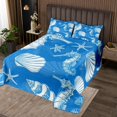 thumbnail image 2 of YST Marine Life Quilt Set King Nautical Bedspread Set For Children Blue Seahorse Starfish Shells Coverlet Set Underwater Sea Animals Bed Set, 2 of 5